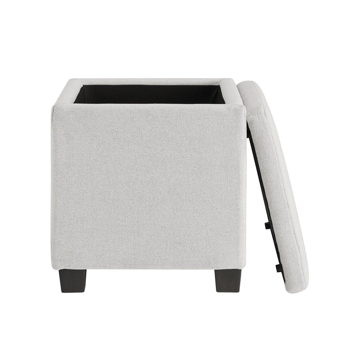 Halifax 14.75” Fabric Storage Ottoman – Light Grey