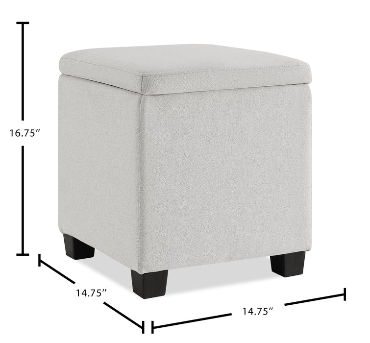 Halifax 14.75” Fabric Storage Ottoman – Light Grey