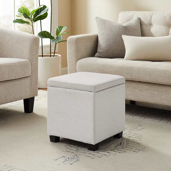 Halifax 14.75” Fabric Storage Ottoman – Light Grey