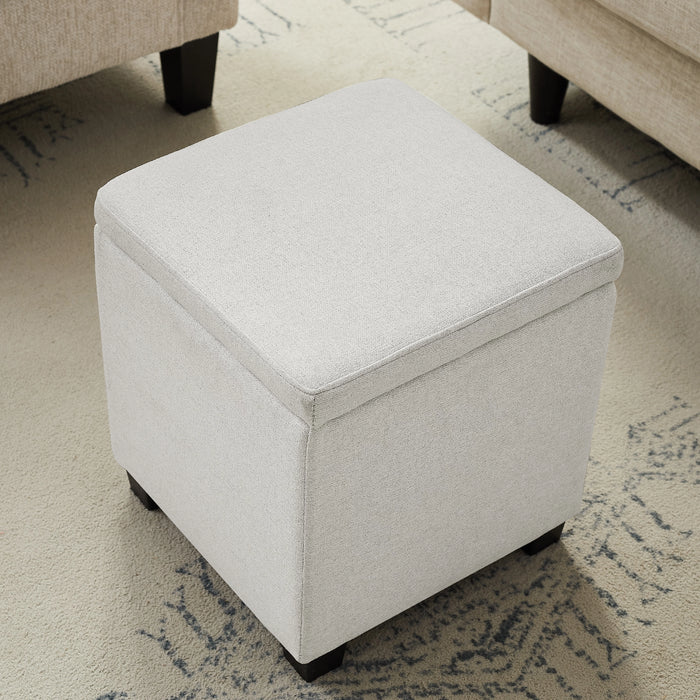 Halifax 14.75” Fabric Storage Ottoman – Light Grey