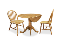 Hana 3pc Drop-Leaf Dining Set with Table & 2 Chairs, Pedestal Base, 40