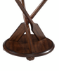 Hatfield 20” Eclectic End Table with Glass Top & Carved Oars in Wood Base – Dark Oak | Table de bout éclectique Hatfield de 20 po avec dessus en verre et pagaies sculptées dans la base en bois - chêne foncé