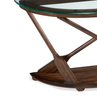 Hatfield 50" Eclectic Sofa Table with Glass Top & Carved Oars in Wood Base – Dark Oak | Table de salon éclectique Hatfield de 50 po avec dessus en verre et pagaies sculptées dans la base en bois - chêne foncé