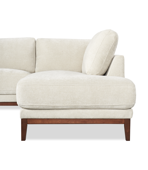 Horizon 2-Piece Right-Facing Fabric Sectional with Wood Base and Legs - Stone