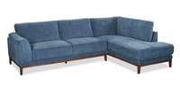 Horizon 2-Piece Right-Facing Fabric Sectional with Wood Base and Legs - Navy 