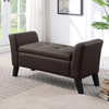 Kohen 46.75" Contemporary Leather-Look Fabric Bench with Storage – Brown  | Banc contemporain Kohen de 46,75 po en tissu d’apparence cuir avec rangement - brun