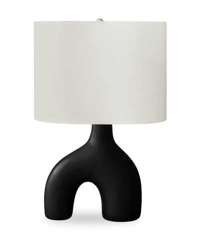 Lena 16.5" Ceramic Table Lamp with Linen Ivory Shade – Black  | Lampe de table Lena de 16,5 po en céramique avec abat-jour ivoire - noire