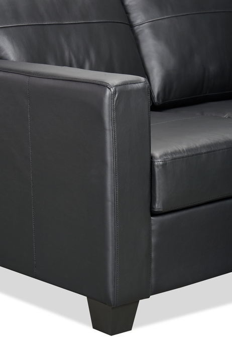 Made in Canada Lennox 57” Genuine Leather Loveseat with Removable Cushions - Black