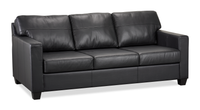 Made in Canada Lennox 79” Genuine Leather Sofa with Removable Cushions - Black