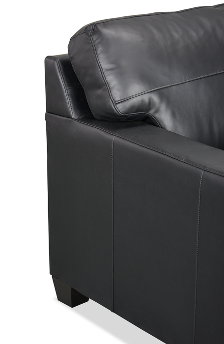 Made in Canada Lennox 79” Genuine Leather Sofa with Removable Cushions - Black