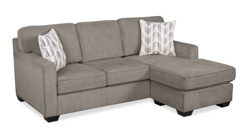 Made in Canada Lennox Chenille Fabric Reversible Sectional with Reversible Cushions - Grey