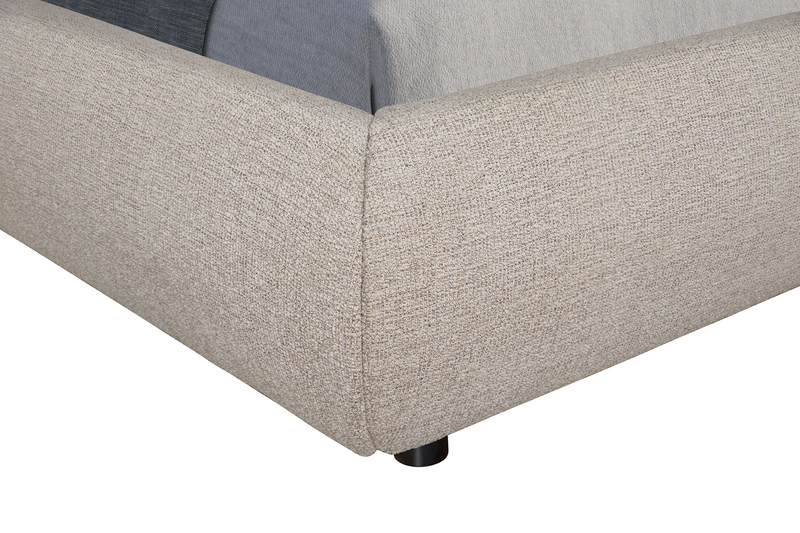 Luka Upholstered Platform Bed in Grey Polyester Fabric, Modern - Full Size