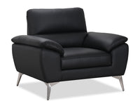 Mystic 41.7” Contemporary Genuine Leather Chair - Black
