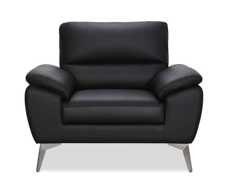 Mystic 41.7” Contemporary Genuine Leather Chair - Black