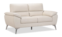 Mystic 65.7” Contemporary Genuine Leather Loveseat - Frost
