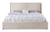 Nico Upholstered Storage Platform Bed in Vegan Leather Taupe Fabric, Hyrdraulic Lift  - King Size | Lit plateforme rembourré Nico en tissu de cuir végétalien taupe avec rangement et levage hydraulique - format très grand lit