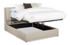 Nico Upholstered Storage Platform Bed in Vegan Leather Taupe Fabric, Hyrdraulic Lift  - Queen Size | Lit plateforme rembourré Nico en tissu de cuir végétalien taupe avec rangement et levage hydraulique - format grand lit