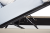 Nico Upholstered Storage Platform Bed in Vegan Leather Taupe Fabric, Hyrdraulic Lift  - Queen Size | Lit plateforme rembourré Nico en tissu de cuir végétalien taupe avec rangement et levage hydraulique - format grand lit