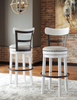Otis Bar Height Stool with Swivel Seat & Vegan Leather Fabric, 30.5"H, Metal – White | Tabouret bar Otis de 30,5 po (H) en tissu de cuir végétalien et en métal avec siège pivotant - blanc