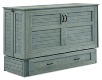 Parker Cabinet Bed with Pocket Coil Memory Foam Mattress, Blue - Queen Size 