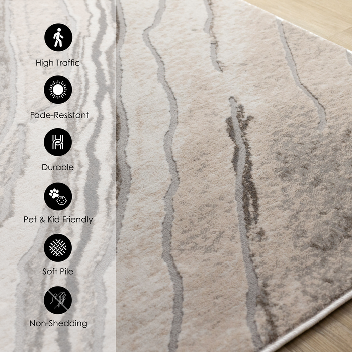 Plasma White Marble Area Rug – 5’3” x 7’7”