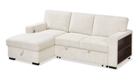 Pocket 2-piece Left-facing Linen-Look Fabric Sleeper Sectional with Storage - Beige 