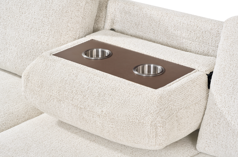 Pocket 2-piece Left-facing Linen-Look Fabric Sleeper Sectional with Storage - Beige