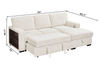 Pocket 2-piece Right-facing Linen-Look Fabric Sleeper Sectional with Storage - Beige | Sofa-lit sectionnel de droite Pocket 2 pièces en tissu d’apparence lin avec rangement - beige