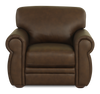 Chateau d’Ax Porto 45" Traditional Genuine Leather Accent Chair - Chocolate | Fauteuil d’appoint traditionnel Porto de Château d’Ax de 45 po en cuir véritable - chocolat