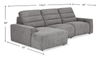 Shaquille O’Neal Home Prestige 3-Piece Left-Facing Sectional with Power Reclining – Grey | Sofa sectionnel de gauche Prestige de Shaquille O’Neal Home 3 pièces avec inclinaison électrique - gris