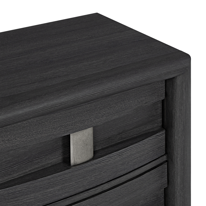 Rocco Bedside 2-Drawer Nightstand with Built-In Charging Port, 25\"W x 26\"H - Dark Grey