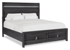 Rocco Storage Bed with 2 Built-In Footboard Drawers & LED Lit Headboard, Dark Grey - King Size | Lit de rangement Rocco avec 2 tiroirs de pied de lit intégrés et tête de lit illuminée à DEL, gris foncé - format très grand lit