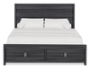 Rocco Storage Bed with 2 Built-In Footboard Drawers & LED Lit Headboard, Dark Grey - King Size | Lit de rangement Rocco avec 2 tiroirs de pied de lit intégrés et tête de lit illuminée à DEL, gris foncé - format très grand lit