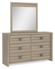 Rocco Bedroom Dresser Mirror - Light Brown  | Miroir de commode de chambre à coucher Rocco - brun clair