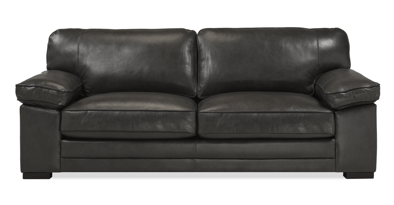 Rodeo 91” Top-Grain Genuine Leather Sofa with Removable Cushions – Charcoal