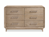 Sasha 5pc Bedroom Set with Fabric Bed, Dresser & Mirror, Natural Oak Brown - Queen Size | Ensemble de chambre à coucher Sasha 5 pièces avec lit en tissu, commode et miroir, brun chêne naturel - format grand lit