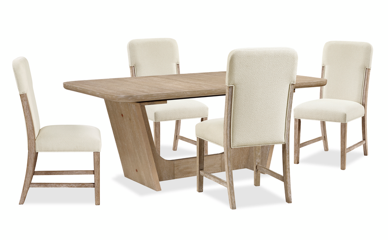 Sasha 5pc Extension Dining Set with Table & 4 Chairs, 82-94\"W - Taupe & Natural Oak Brown