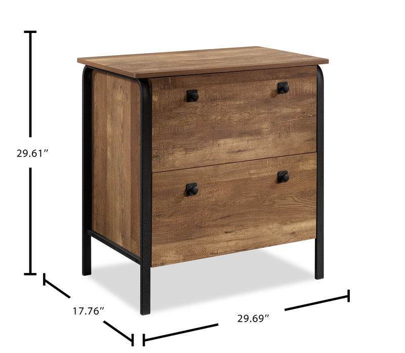 Scout 29.7” 2-Drawer Lateral Filing Cabinet – Etched Oak