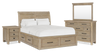 Sonoma 6pc Bedroom Set with Storage Bed, Dresser, Mirror & Nightstand, Light Brown - King Size | Ensemble de chambre à coucher Sonoma 6 pièces avec lit de rangement, commode, miroir et table de nuit, brun clair - format très grand lit