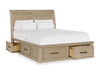 Sonoma 6pc Bedroom Set with Storage Bed, Dresser, Mirror & Nightstand, Light Brown - Queen Size | Ensemble de chambre à coucher Sonoma 6 pièces avec lit de rangement, commode, miroir et table de nuit, brun clair - format grand lit