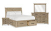 Sonoma 6pc Bedroom Set with Storage Bed, Dresser, Mirror & Nightstand, Light Brown - Queen Size | Ensemble de chambre à coucher Sonoma 6 pièces avec lit de rangement, commode, miroir et table de nuit, brun clair - format grand lit