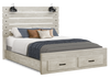 Soren Platform Storage Bed with Slat Headboard & Frame, Built-In LED, Bleached Oak - Queen Size | Lit plateforme de rangement Soren avec tête de lit à lattes, cadre de lit et éclairage à DEL intégré, chêne blanchi - format grand lit