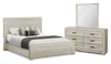 Soren 5pc Bedroom Set with Panel Bed, Dresser & Mirror, Bleached Oak - Queen Size | Ensemble de chambre à coucher Soren 5 pièces avec lit à panneaux, commode et miroir, chêne blanchi - format grand lit
