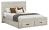 Soren Platform Storage Bed with Panel Headboard & Frame, Bleached Oak - Queen Size | Lit plateforme de rangement Soren avec tête de lit à panneau et cadre de lit, chêne blanchi - format grand lit