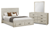 Soren 5pc Bedroom Set with Storage Bed, Dresser & Mirror, Bleached Oak - Queen Size | Ensemble de chambre à coucher Soren 5 pièces avec lit de rangement, commode et miroir, chêne blanchi - format grand lit