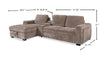 Sunset Linen-Look Fabric Left-Facing Sleeper Sectional with Storage and Built-In LED Lighting – Taupe | Sofa-lit sectionnel de gauche Sunset en tissu d’apparence lin avec ports USB - taupe