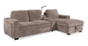 Sunset Linen-Look Fabric Right-Facing Sleeper Sectional with Storage and Built-In LED Lighting – Taupe