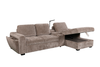 Sunset Linen-Look Fabric Right-Facing Sleeper Sectional with Storage and Built-In LED Lighting – Taupe | Sofa-lit sectionnel de droite Sunset en tissu d’apparence lin avec ports USB - taupe