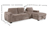 Sunset Linen-Look Fabric Right-Facing Sleeper Sectional with Storage and Built-In LED Lighting – Taupe | Sofa-lit sectionnel de droite Sunset en tissu d’apparence lin avec ports USB - taupe