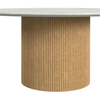 Sylvie 38” Modern Round Coffee Table with Marble Look Top – Natural  | Table à café ronde moderne Sylvie de 38 po avec dessus en imitation de marbre - naturelle